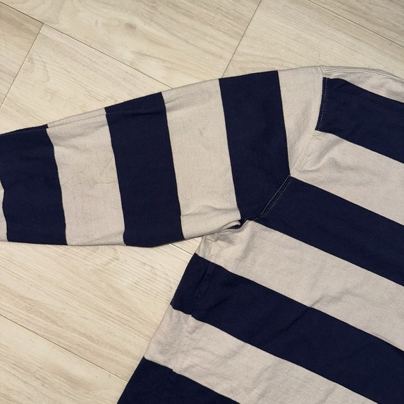 IZOD Varsity Rugby shirt Mens Navy striped Long Sleeve Size Large Sporty Classic - Picture 9 of 9